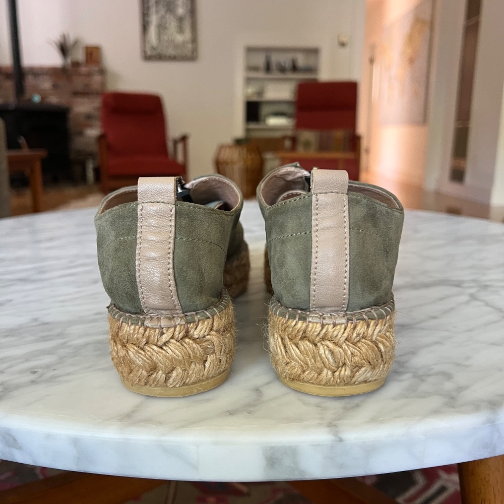 Eric Michael Olive Suede Zip Platform Espadrilles… - image 7